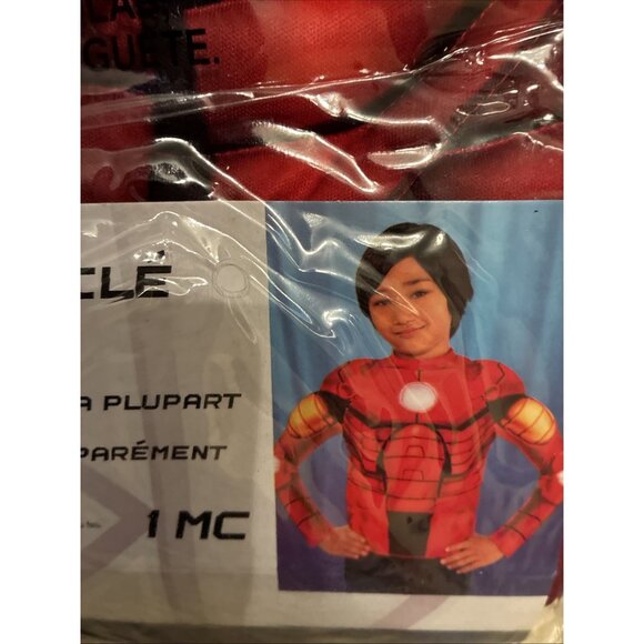 Marvel Avengers Iron Man Muscle Shirt Boys One Size 6+ Superhero Costume Top - Picture 6 of 7